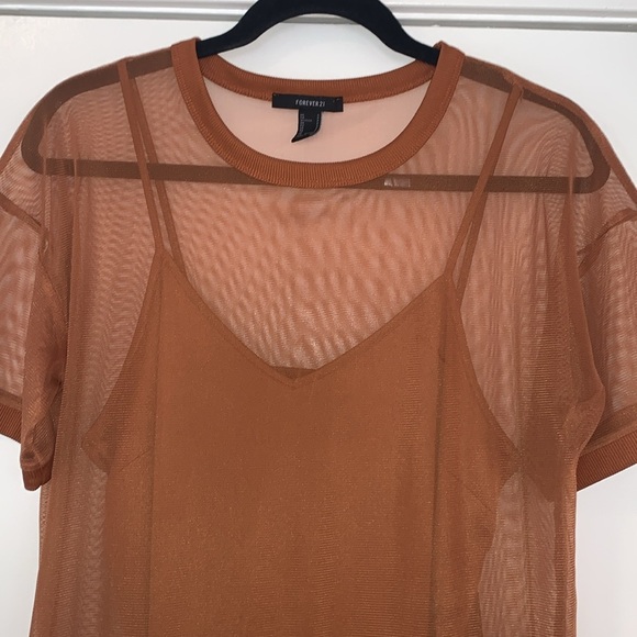 Forever 21 Layered Mesh Shirt Dress S - Picture 3 of 10